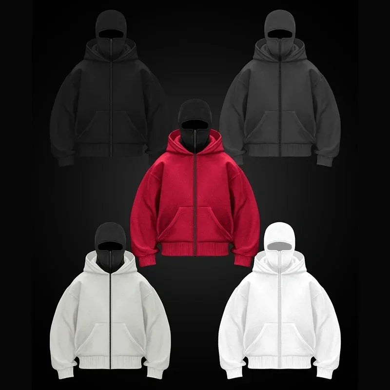 Balaclava double hooded sweatshirt