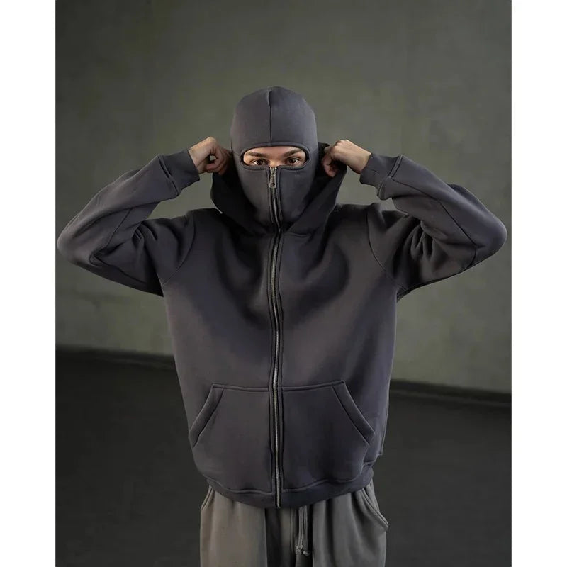 Balaclava double hooded sweatshirt