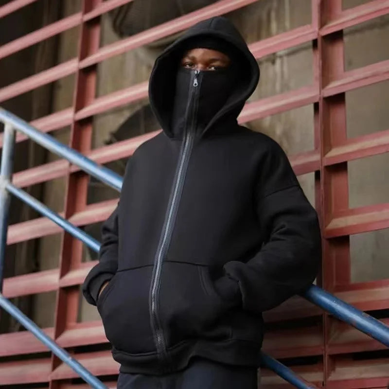Balaclava double hooded sweatshirt
