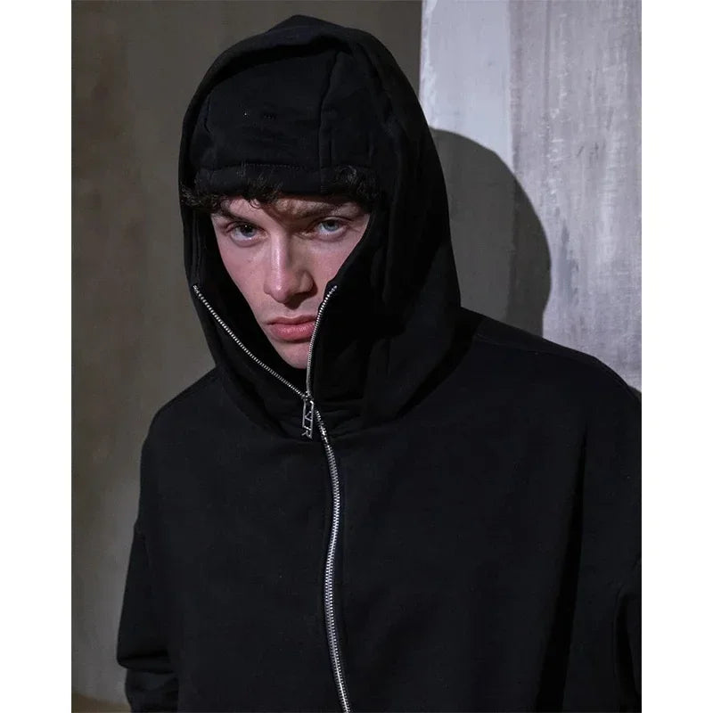 Balaclava double hooded sweatshirt
