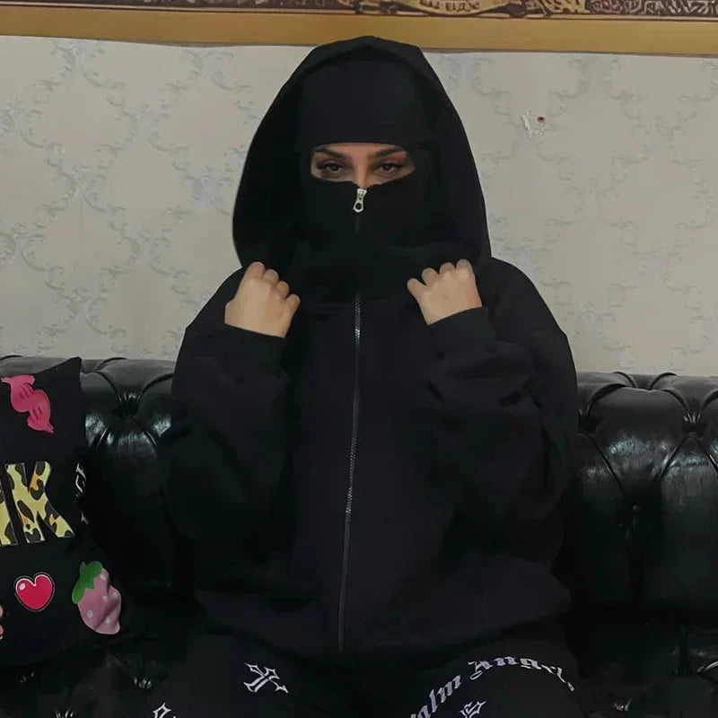 Balaclava double hooded sweatshirt
