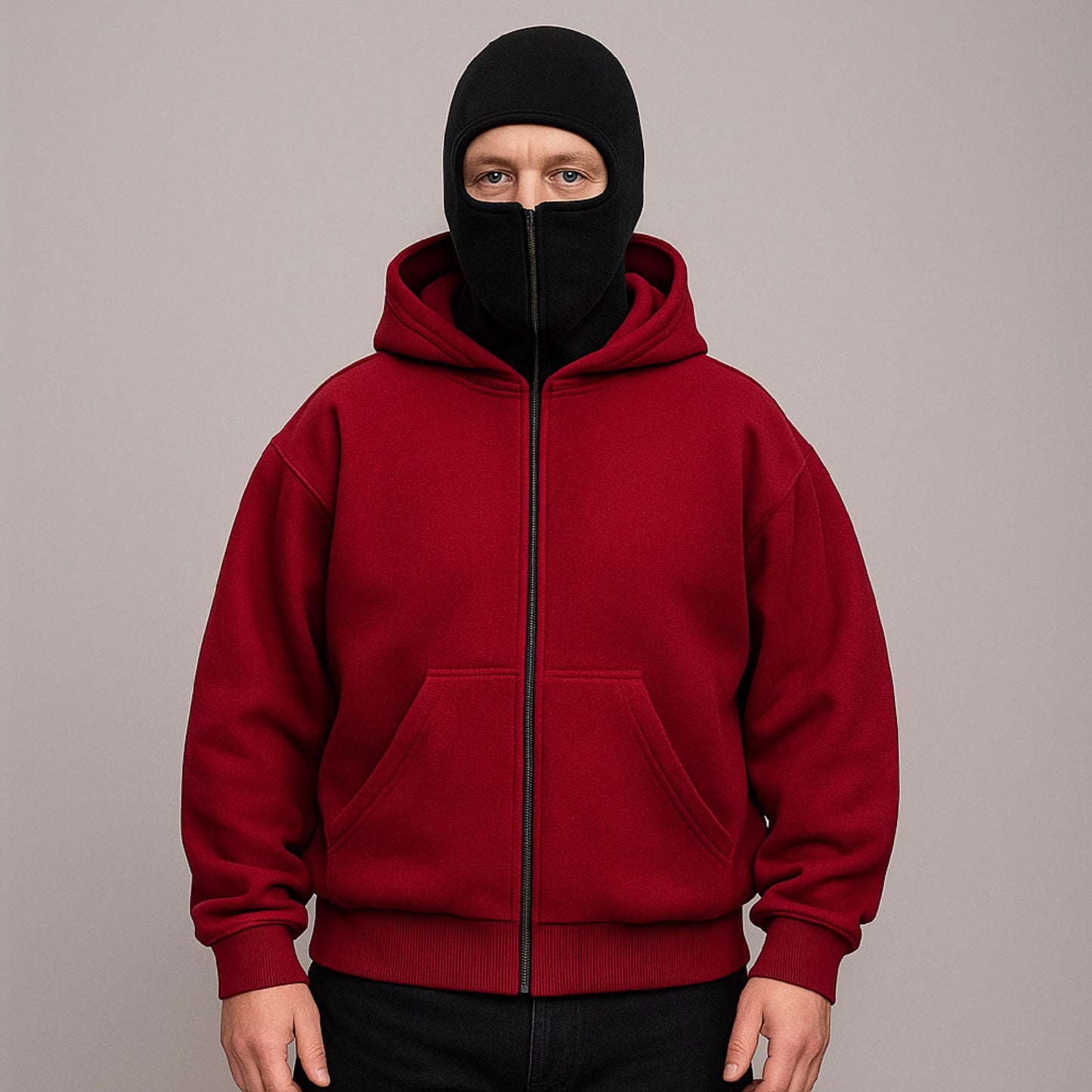 Balaclava double hooded sweatshirt